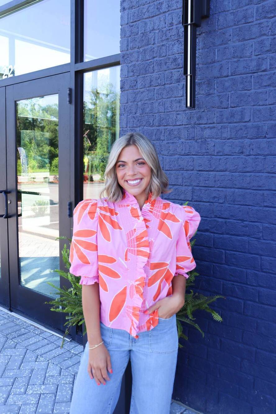 NEW KARLIE sunset spritz blouse in pink